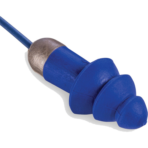 Bouchons d'oreille r&eacute;utilisables et d&eacute;tectable Rockets, Avec cordon, Taille unique, Vrac - &eacute;tui en plastique, NRR dB 27 Rideout Tool & Machine Inc.