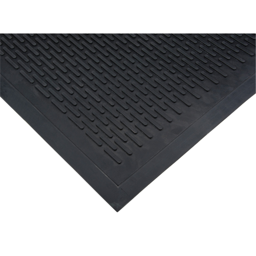 Low-Profile Matting, Rubber, Scraper Type, Solid Pattern, 3' x 5', Black Rideout Tool & Machine Inc.