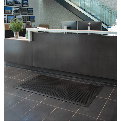 Low-Profile Matting, Rubber, Scraper Type, Solid Pattern, 3' x 5', Black Rideout Tool & Machine Inc.