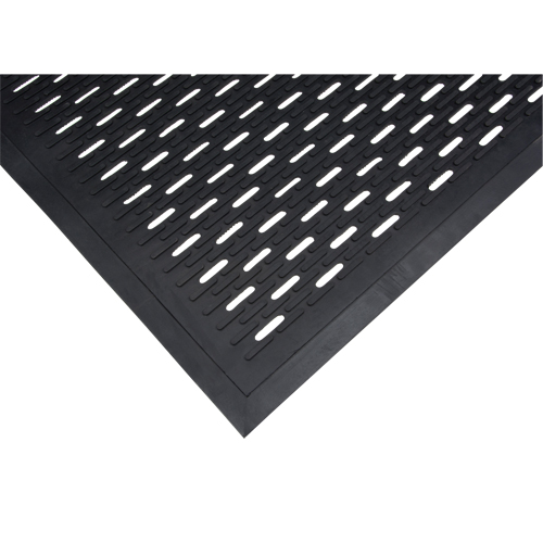 Low-Profile Matting, Rubber, Scraper Type, Slotted Pattern, 3' x 5', Black Rideout Tool & Machine Inc.