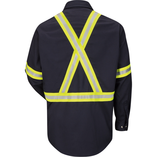 Chemise de travail avec bordure r&eacute;fl&eacute;chissante, Coton/nylon, Moyen, Orange haute visibilit&eacute; Rideout Tool & Machine Inc.