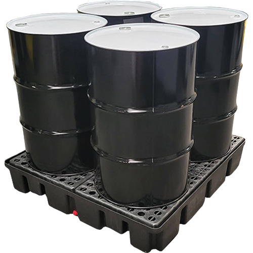 Palette emboîtable avec drain pour contr&ocirc;le des d&eacute;versements, Capacit&eacute; de d&eacute;versement 66 gal. US, 49" x 49" x 10,5" Rideout Tool & Machine Inc.