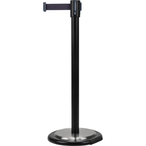 Free-Standing Crowd Control Barrier, Steel, 35" H, Black Tape, 7' Tape Length Rideout Tool & Machine Inc.