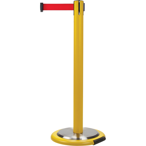 Barri&egrave;re sur pied pour le contr&ocirc;le des foules, Acier, 35" h, Ruban Rouge, Longueur du ruban 7' Rideout Tool & Machine Inc.