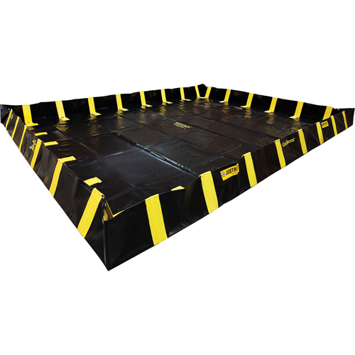 QuickBerm&reg; Containment Berm with Inside Wall Supports, 2990 US gal. Capacity, 20' W x 20' L x 12" H, Snap-Up Bracket Rideout Tool & Machine Inc.