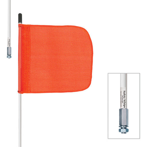 Tiges de s&eacute;curit&eacute; robustes Safety Whip, Fixation Filet&eacute;, Hauteur 6', Orange Rideout Tool & Machine Inc.