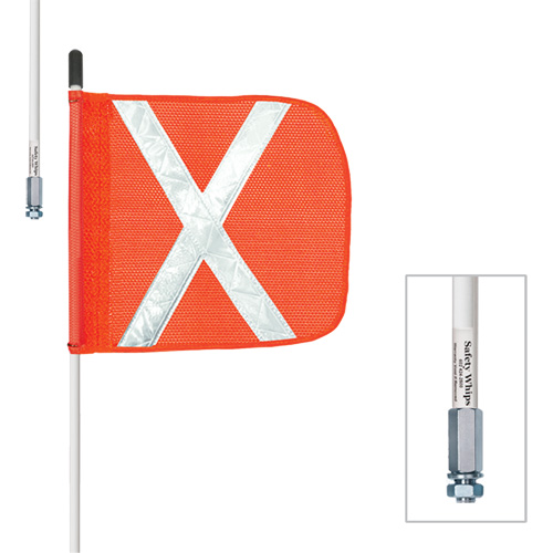 Tiges de s&eacute;curit&eacute; robustes Safety Whip, Fixation Filet&eacute;, Hauteur 5', Orange Rideout Tool & Machine Inc.