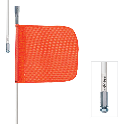 Tiges de s&eacute;curit&eacute; robustes Safety Whip, Fixation Filet&eacute;, Hauteur 10', Orange Rideout Tool & Machine Inc.