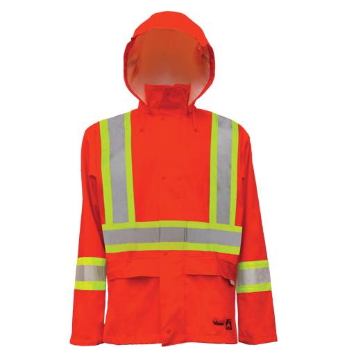 Vestes de s&eacute;curit&eacute; imperm&eacute;ables ignifuges haute visibilit&eacute; en polyur&eacute;thane, Petit, Orange haute visibilit&eacute; Rideout Tool & Machine Inc.