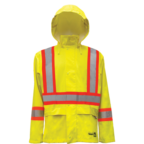 Hi-Vis FR/PU Safety Rain Jackets, Small, High Visibility Lime-Yellow Rideout Tool & Machine Inc.