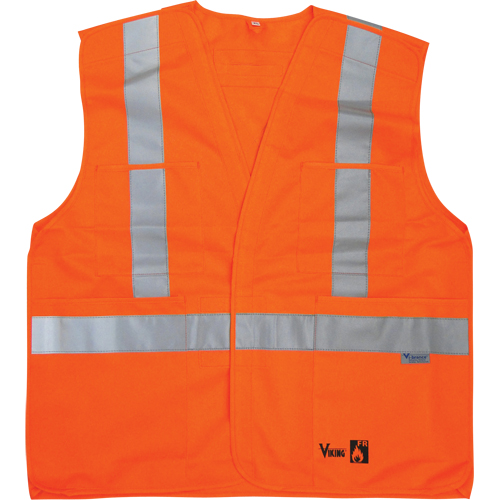 Fire Retardant Safety Vest, High Visibility Orange, Medium/Small, Polyester Rideout Tool & Machine Inc.