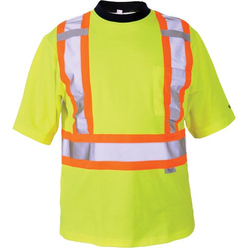 T-shirt de s&eacute;curit&eacute;, Polyester, 2T-Grand, Jaune lime haute visibilit&eacute; Rideout Tool & Machine Inc.