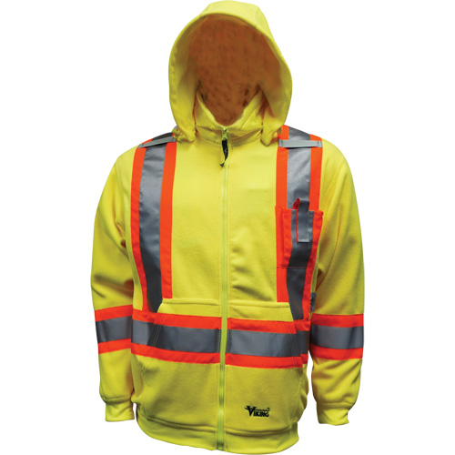 Chandail &agrave; capuchon de s&eacute;curit&eacute; en molleton, Polyester, Petit, Jaune lime haute visibilit&eacute; Rideout Tool & Machine Inc.