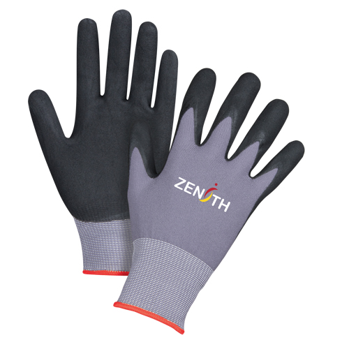 Gants ZX-1 de premi&egrave;re qualit&eacute; compatibles avec les &eacute;crans tactiles, 6/T-petit, R&ecirc;vetement Mousse de nitrile, Calibre 15, Enveloppe en Nylon Rideout Tool & Machine Inc.