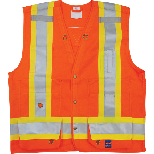 Surveyor Safety Vest, High Visibility Orange, Small, Polyester Rideout Tool & Machine Inc.