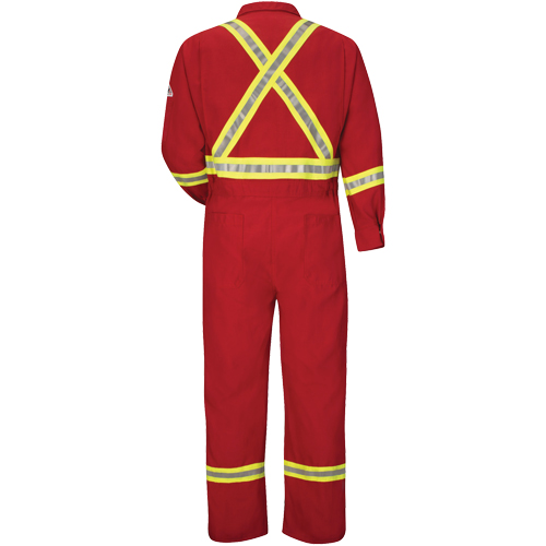 Flame-Resistant Deluxe Coveralls with Reflective Trim, Size 38, Red, 5.6 cal/cm² Rideout Tool & Machine Inc.