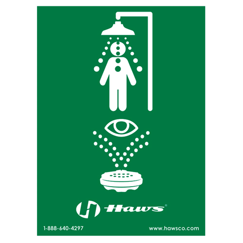 Enseigne douche/douche oculaire d'urgence, 24" x 18", Plastique, Pictogramme Rideout Tool & Machine Inc.