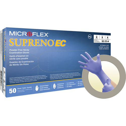Supreno&reg; EC Gloves, 2X-Large, Nitrile, 5.5-mil, Powder-Free, Purple, Class 2 Rideout Tool & Machine Inc.