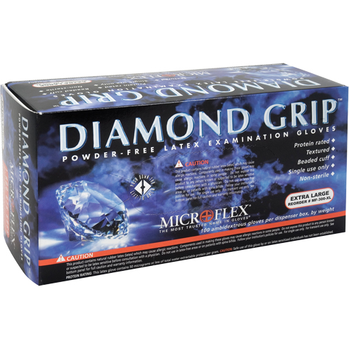 Gants d'examen Diamond Grip, T-petit, Latex, 8 mils, Sans poudre, Naturel, Classe 2 Rideout Tool & Machine Inc.