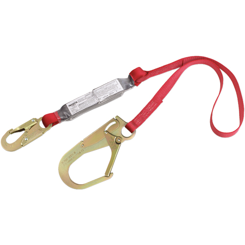 PRO Shock Absorbing Lanyards, 6', Gate Hook Center, Snap Hook Leg Ends, Polyester Rideout Tool & Machine Inc.