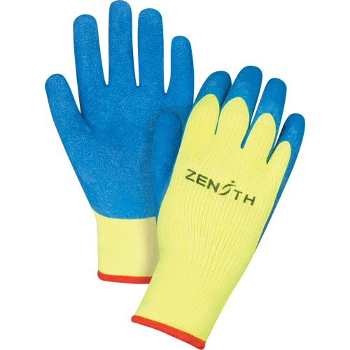 Gants haute visibilit&eacute; doubl&eacute;s d'acrylique & enduits de caoutchouc, 10/T-Grand, R&ecirc;vetement Latex de caoutchouc, Calibre 7, Enveloppe en Tissu &eacute;ponge Rideout Tool & Machine Inc.