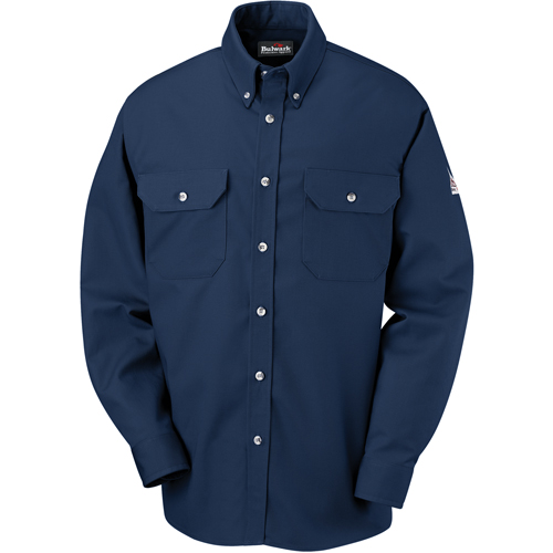 Flame-Resistant Cool Touch&reg; 2 Button Front Deluxe Shirts, Small, Navy Blue Rideout Tool & Machine Inc.