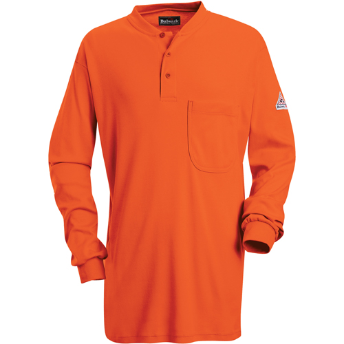 Chemises Henley sans &eacute;tiquette &agrave; manches longues r&eacute;sistantes aux flammes, Petit, Orange Rideout Tool & Machine Inc.