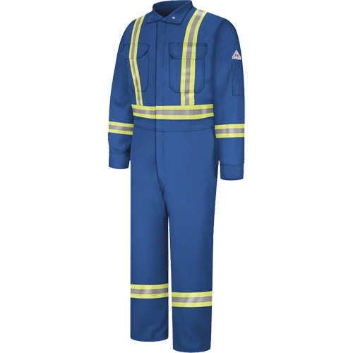 Flame-Resistant Premium Coveralls with Reflective Trim, Size 38, Royal Blue, 12.2 cal/cm² Rideout Tool & Machine Inc.