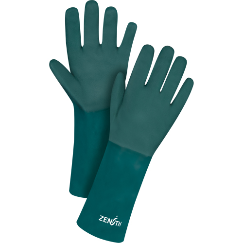 Gants verts &agrave; double enduit, 14" lo, PVC, Doublure en Jersey de coton, 70 mils Rideout Tool & Machine Inc.