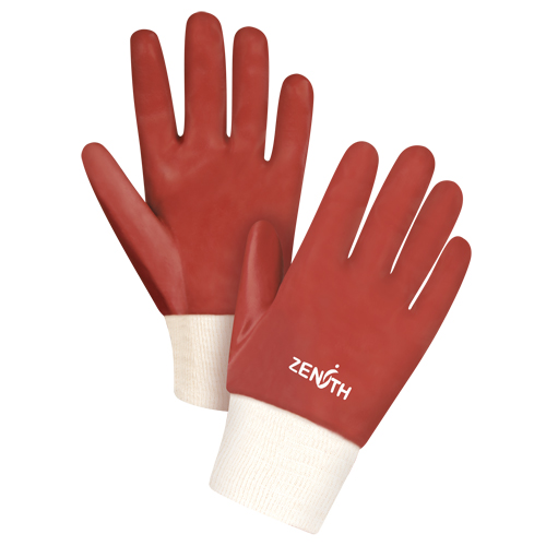 Gants rouges &agrave; fini doux r&eacute;sistants aux produits chimiques, Taille Grand/9, 10" lo, PVC, Doublure en Interlock, 47-mil Rideout Tool & Machine Inc.
