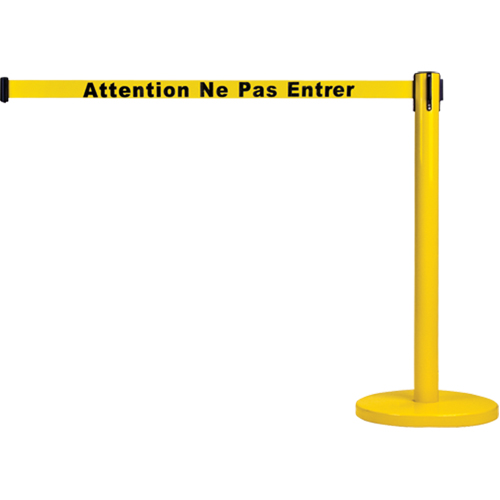Free-Standing Crowd Control Barrier, Steel, 35" H, Yellow Tape, 7' Tape Length Rideout Tool & Machine Inc.