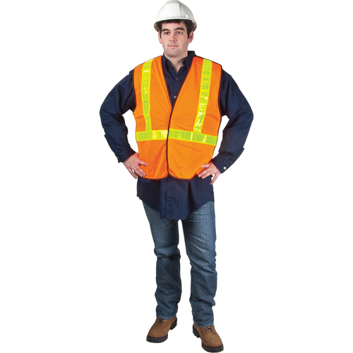 Veste de s&eacute;curit&eacute; pour la circulation d&eacute;tachable en cinq points, Orange haute visibilit&eacute;, Moyen, Polyester Rideout Tool & Machine Inc.