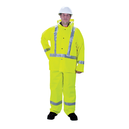 RZ900 Premium Traffic Rain Suit, Polyester, Small, High Visibility Lime-Yellow Rideout Tool & Machine Inc.