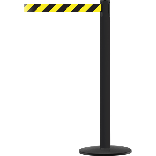 Advance TensaBarrier&reg; Barrier Post, Steel, 36" H, Black/Yellow Tape, 7.5' Tape Length Rideout Tool & Machine Inc.