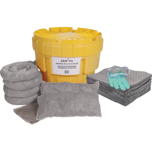 Large-Capacity Spill Kit, Universal, Overpack/Salvage Drum, 20 US gal. Absorbancy Rideout Tool & Machine Inc.