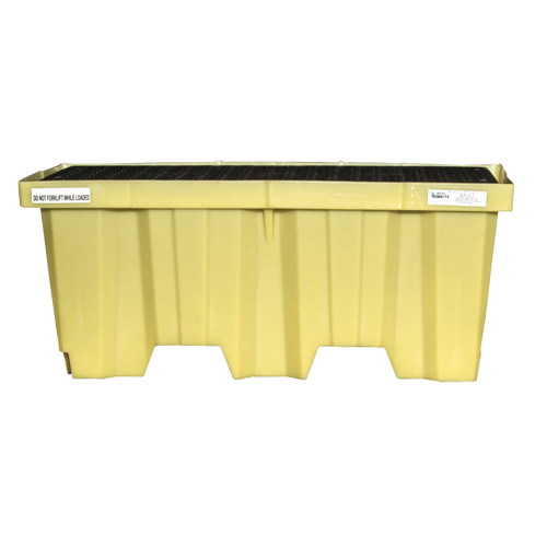 Nestable 2-Drum Poly-Spillpallet With Drain, 66 US gal. Spill Capacity, 51" x 26" x 21" Rideout Tool & Machine Inc.