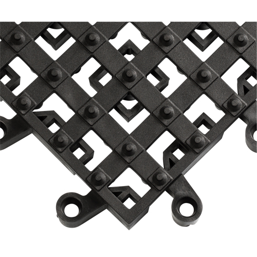 ErgoDeck&reg; Matting With Integrated No-Slip Cleats No. 553, PVC, 1-1/2' W x 1-1/2' L, 7/8" Thick, Black Rideout Tool & Machine Inc.