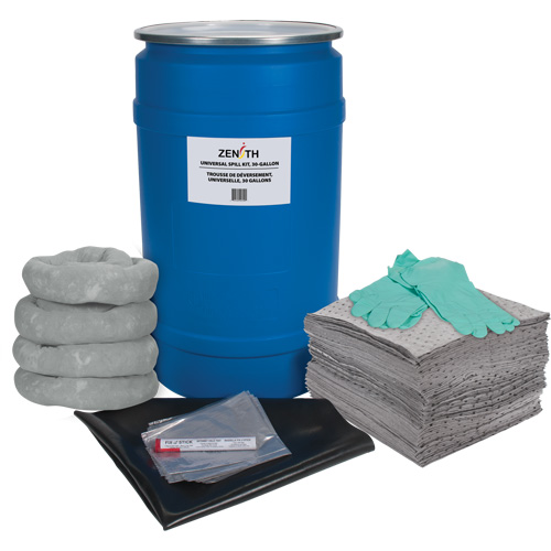 Trousse de lutte contre les d&eacute;versements pour &eacute;tabli, Universel, Baril, Absorbance de 30 gal. US Rideout Tool & Machine Inc.