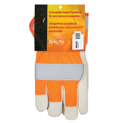 Gants d'ajusteur &agrave; chaleur sup&eacute;rieure orange haute visibilit&eacute;, Grand, Paume en Cuir fleur de vache, Doublure en Thinsulate Rideout Tool & Machine Inc.