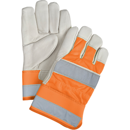 Gants d'ajusteur &agrave; chaleur sup&eacute;rieure orange haute visibilit&eacute;, Grand, Paume en Cuir fleur de vache, Doublure en Thinsulate Rideout Tool & Machine Inc.