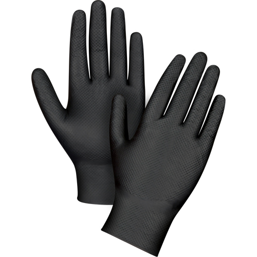 Gants d'examen de poids lourd &agrave; prise tactile, Petit, Nitrile, 8 mils, Sans poudre, Noir Rideout Tool & Machine Inc.