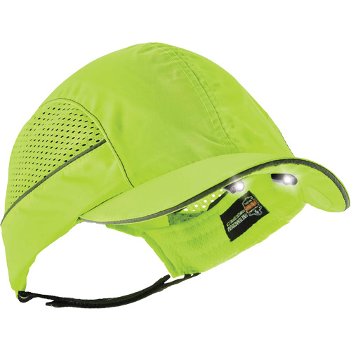 Skullerz&reg; 8960 Short Brim Bump Cap with LED Lighting, High Visibility Lime Green Rideout Tool & Machine Inc.