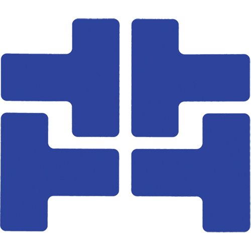 Autocollants pour d&eacute;limitation des coins sur le sol, T, 5" lo x 2" la, Bleu, Polyester Rideout Tool & Machine Inc.