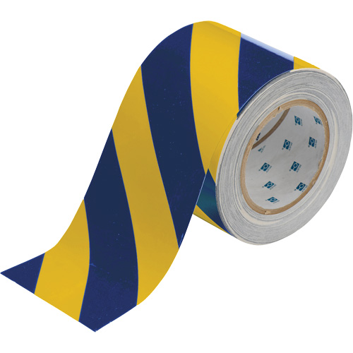 ToughStripe&reg; Floor Marking Tape, 4" x 100', Polyester, Blue and Yellow Rideout Tool & Machine Inc.