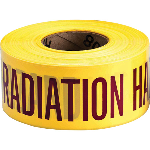 Barricade Tape, English, 3" W x 1000' L, 3 mils, Magenta on Yellow Rideout Tool & Machine Inc.