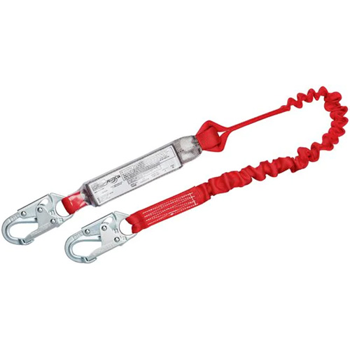 PRO Elastic Shock-Absorbing Lanyard, 6', Snap Hook Center, Snap Hook Leg Ends, Polyester Rideout Tool & Machine Inc.