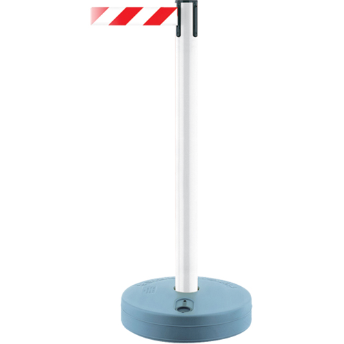 Montant ext&eacute;rieur pour barri&egrave;re TensaBarrier, Plastique, 37" h, Ruban Blanc/Rouge, Longueur du ruban 13' Rideout Tool & Machine Inc.
