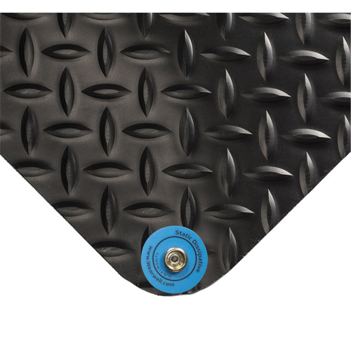 Tapis conducteur d'&eacute;lectricit&eacute; no 786, 4' la x 10' lo x 15/16" &eacute;p, PVC, Losange, Noir Rideout Tool & Machine Inc.