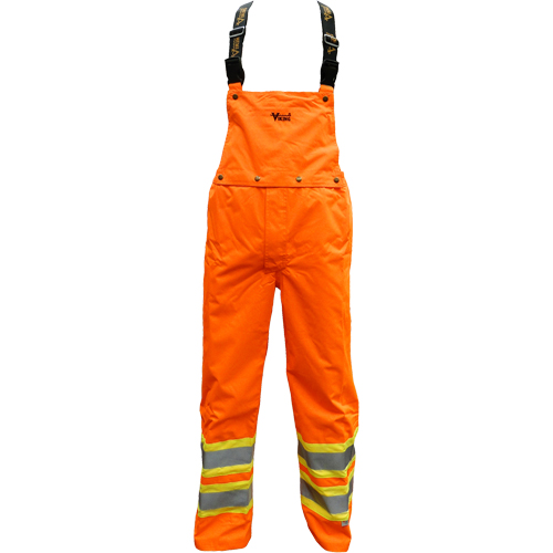 Pantalon de s&eacute;curit&eacute; Journeyman d&eacute;tachable &agrave; bavette, Polyester, Petit, Orange haute visibilit&eacute; Rideout Tool & Machine Inc.