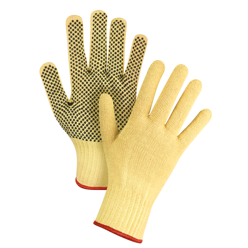 Gants tricot&eacute;s sans couture &agrave; pois, Taille Petit/7, Calibre 7, Rev&ecirc;tement PVC, Enveloppe en Kevlar, ASTM ANSI niveau A2/EN 388 niveau 3 Rideout Tool & Machine Inc.